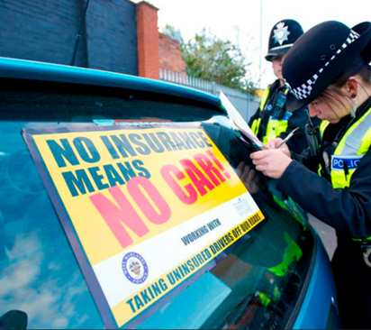 No Insurance notice on car